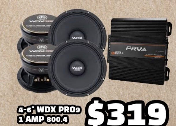 COMBO 4 BOCINAS 6" WDX PRO9 + AMPLIFICADOR 800.4