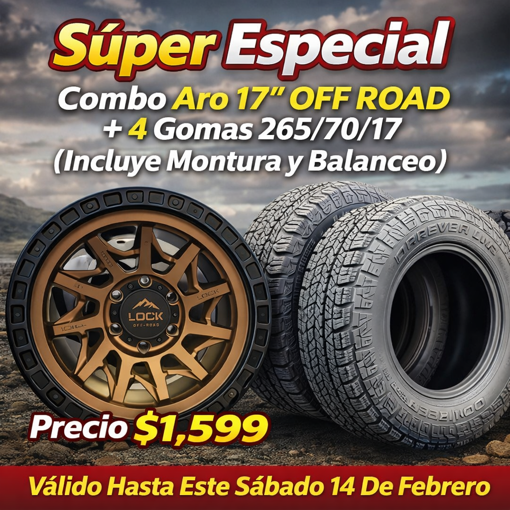 Combo Aros 17” OFF ROAD Con Gomas