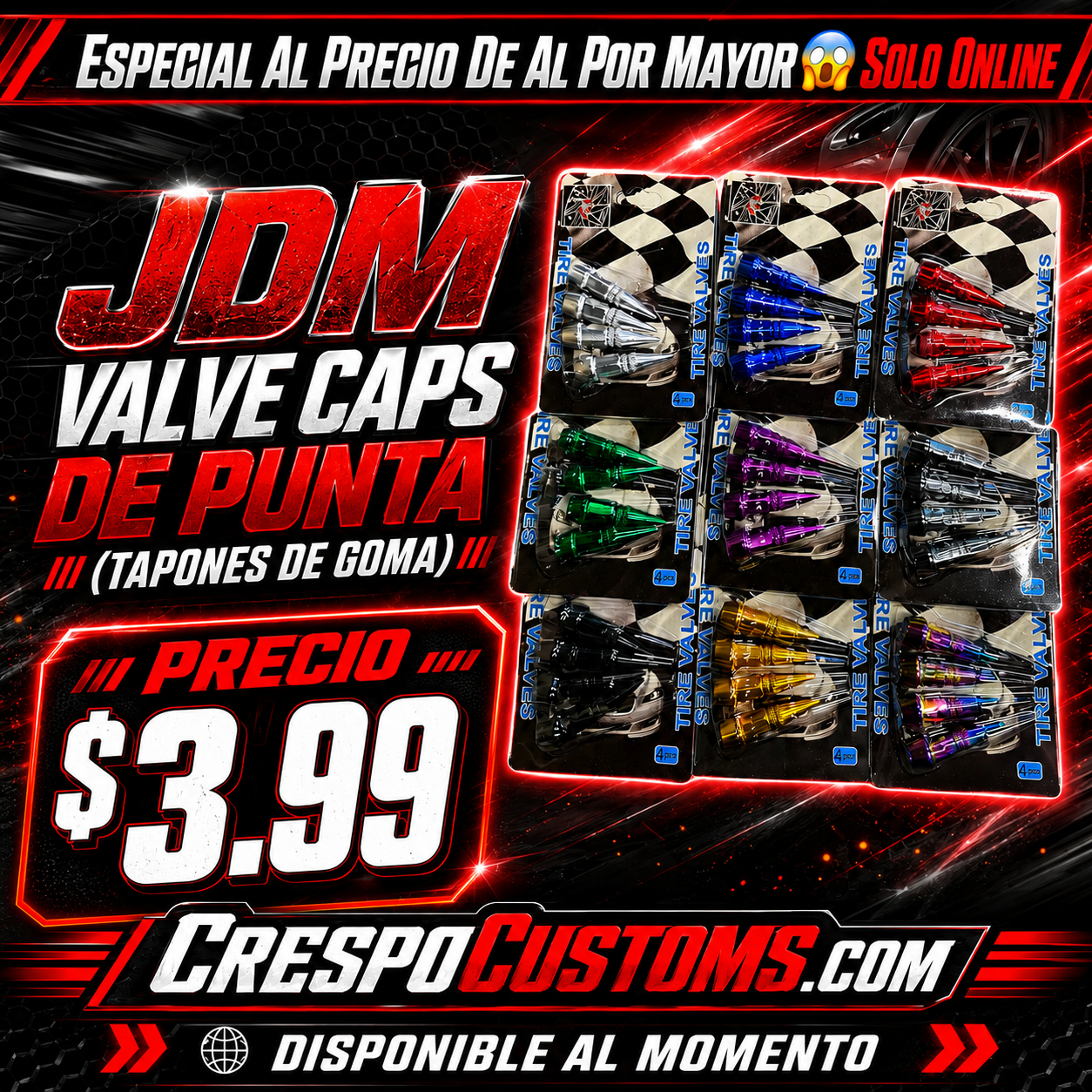 ESPECIAL JDM Valve Caps(Taponcitos De Goma)