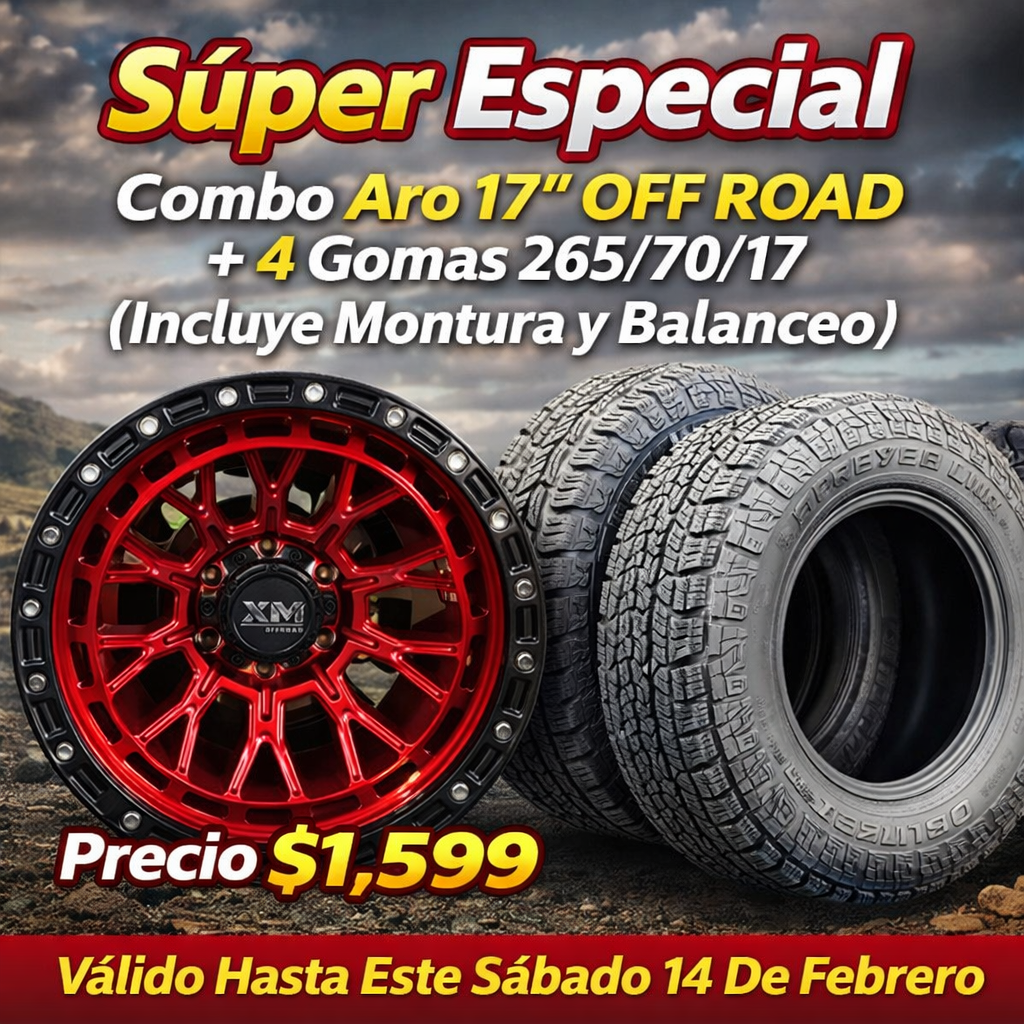 Combo Aros 17” OFF ROAD Con Gomas