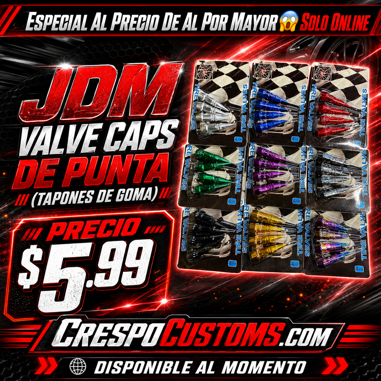 ESPECIAL JDM Valve Caps(Taponcitos De Goma)