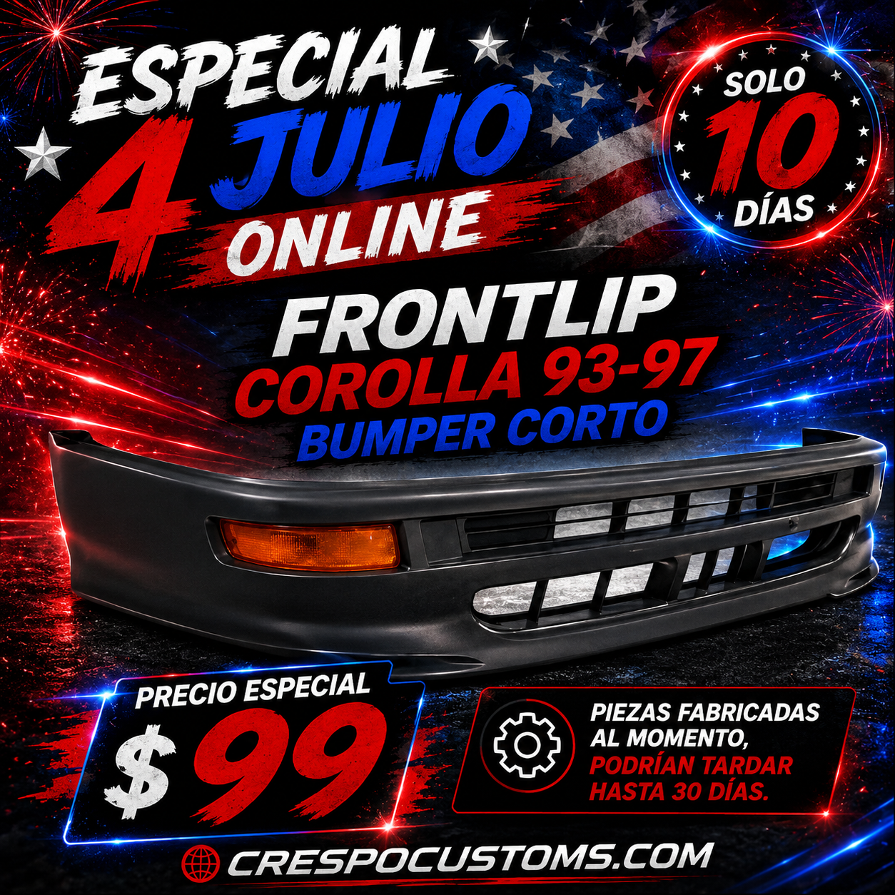 Frontlip Corolla 93-97 Bumper Corto