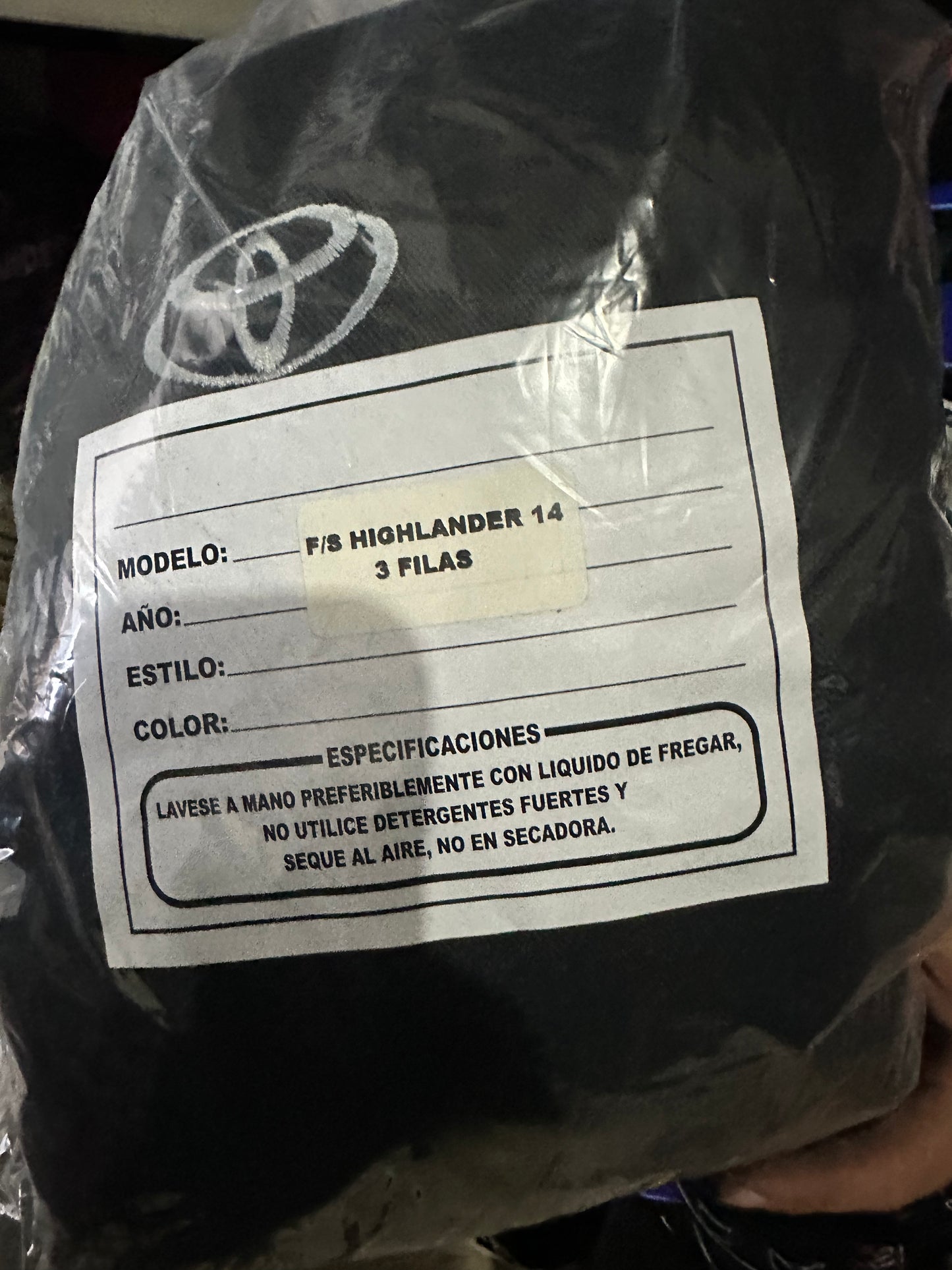 Cover Asiento Highlander 2014 Black 3 Filas