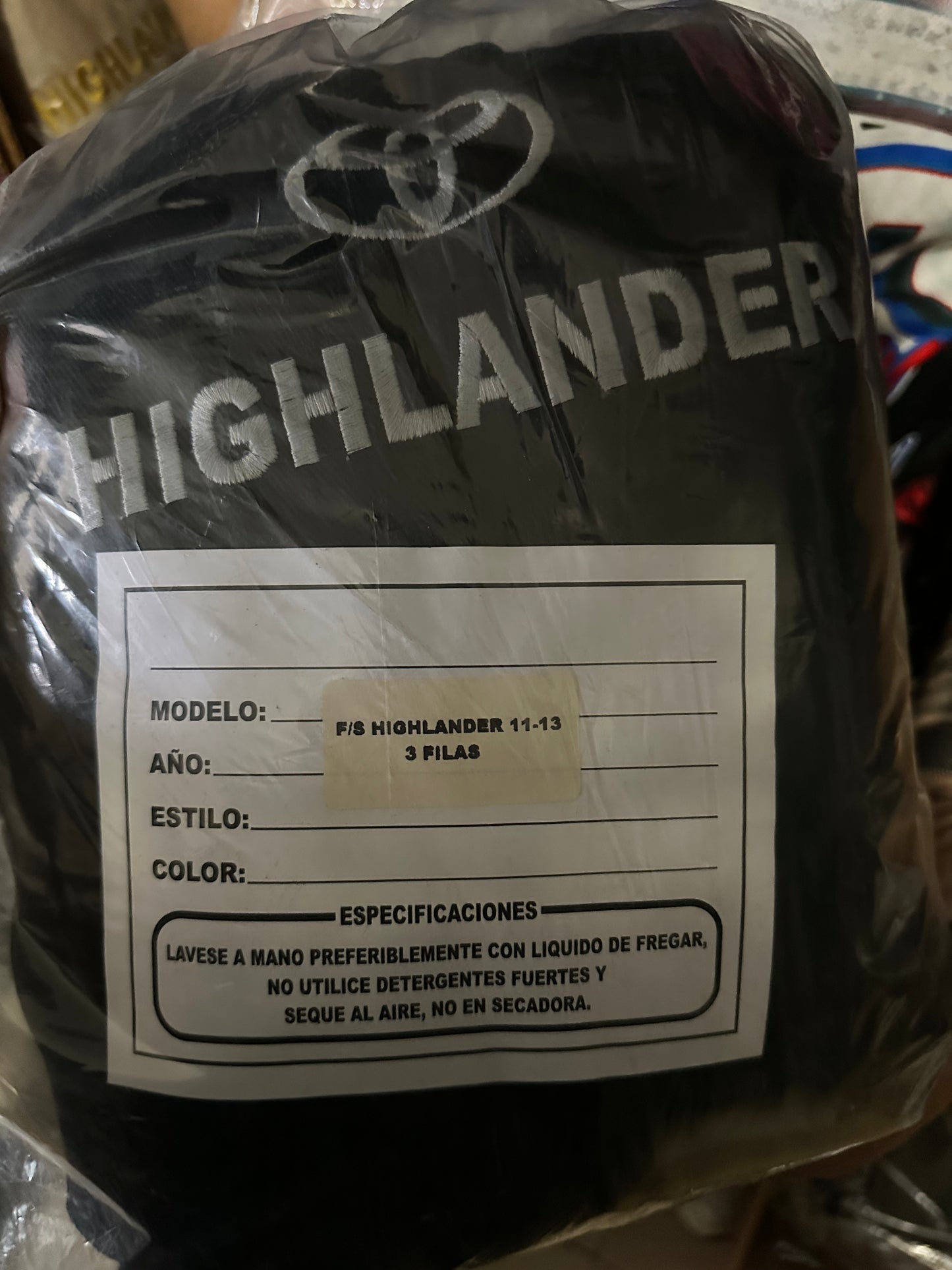Cover Asiento Highlander 11-13 Black