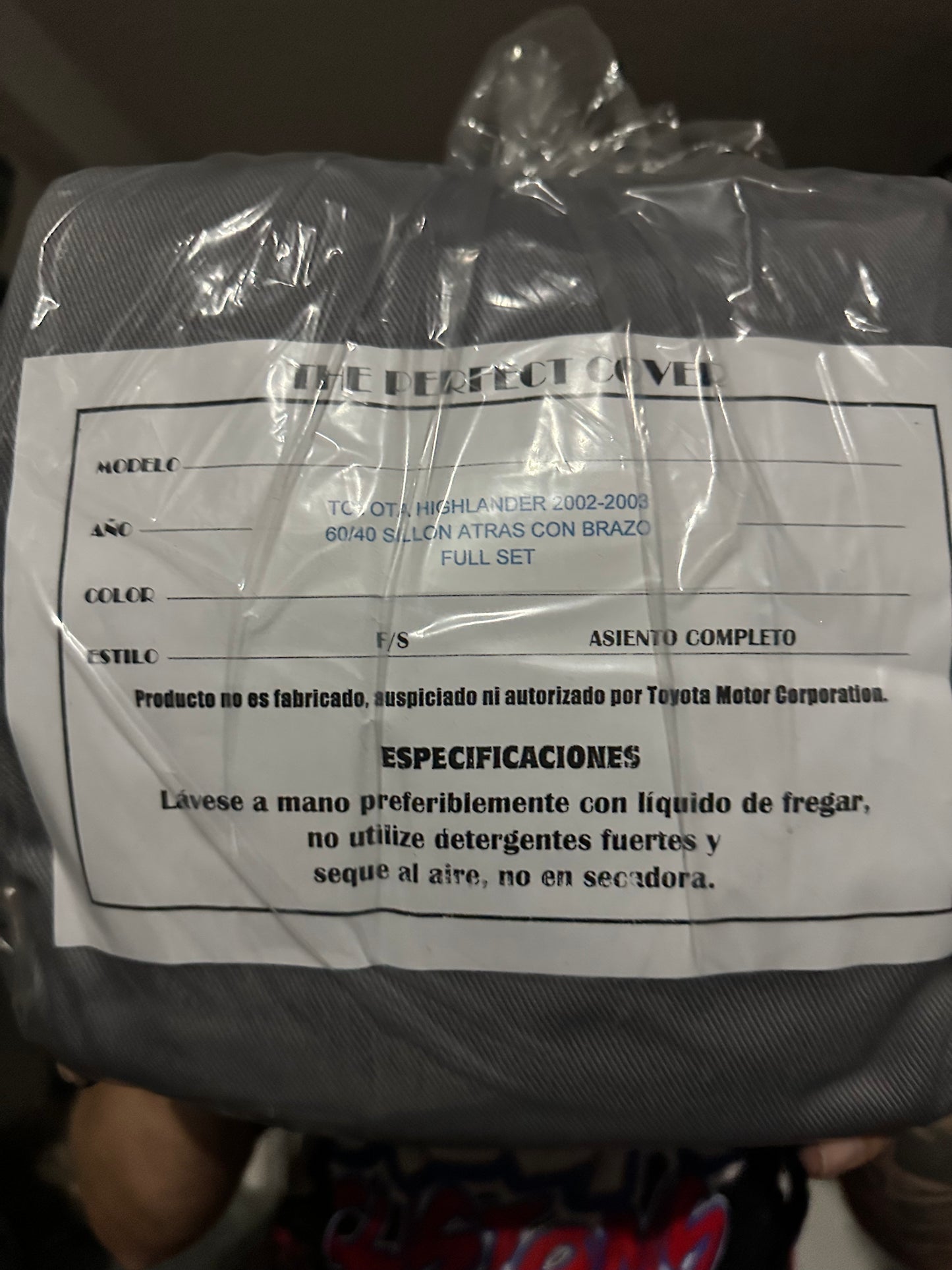 Cover Asiento HighLander 02-03 Grey
