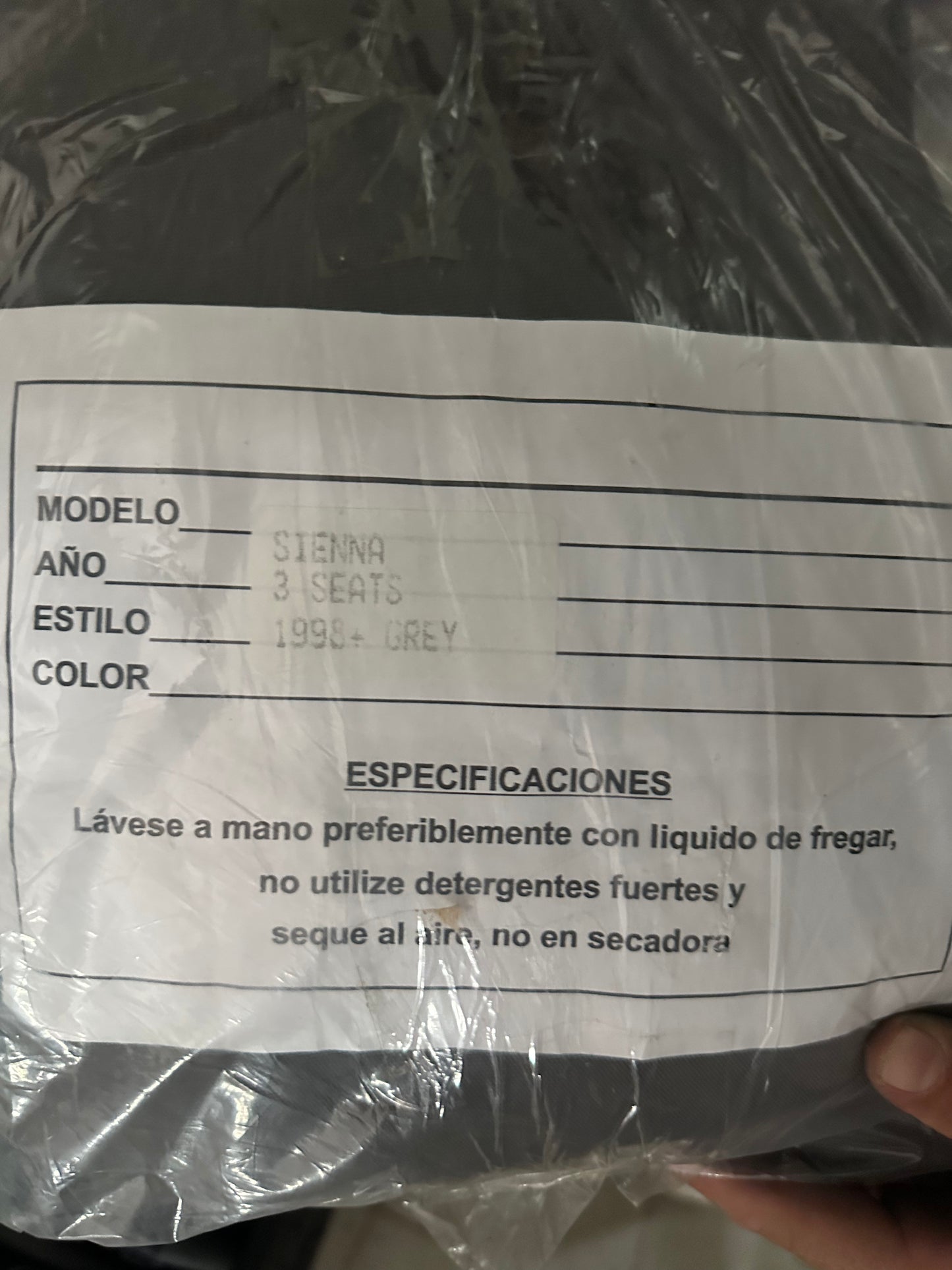 Cover Asiento Toyota Sienna 98 3F Grey
