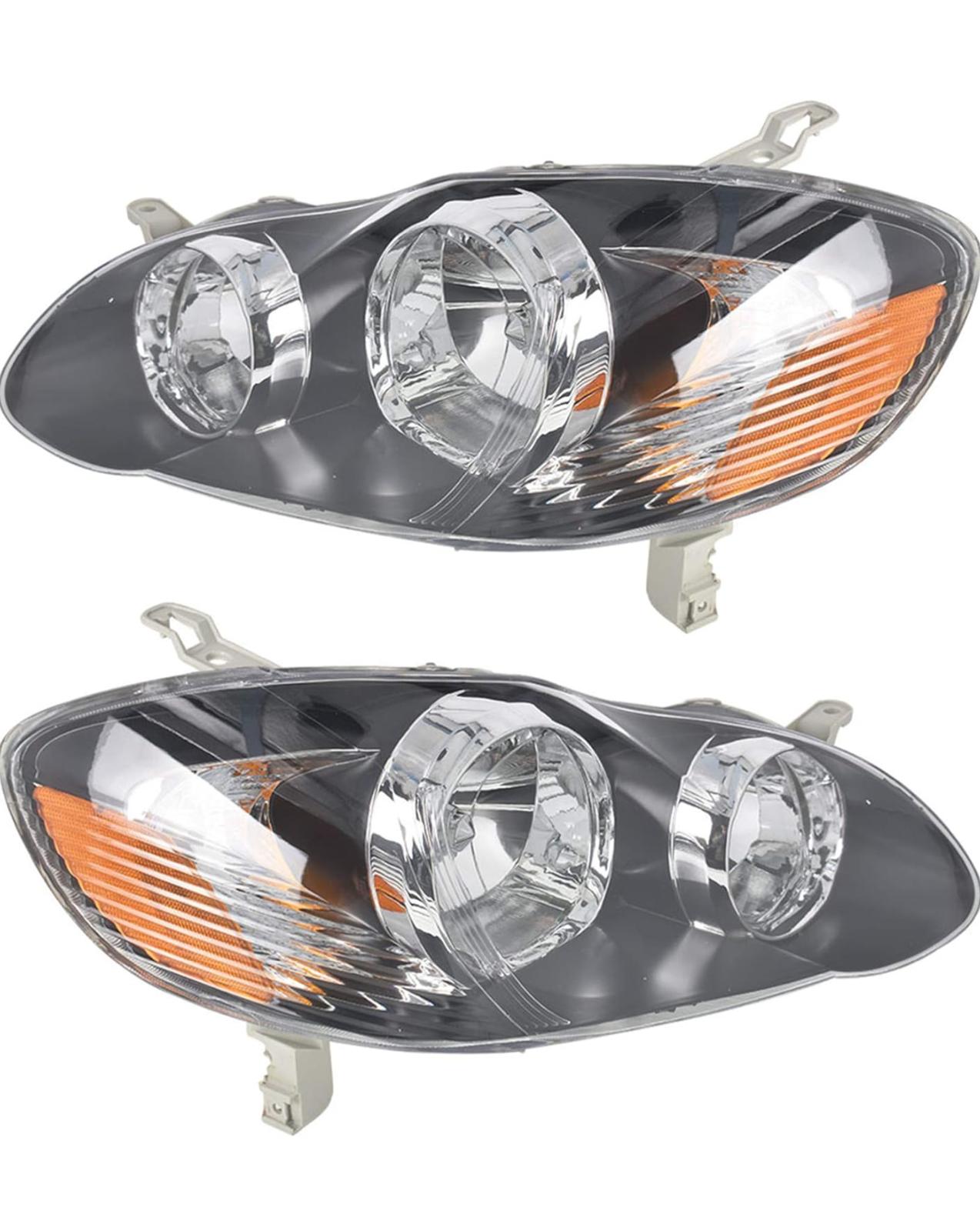 thumbnail image 2 of Pair Euro Headlights For 2003-2008 Toyota Corolla – Black Housing, Clear Lens, Halogen 2 of 3
