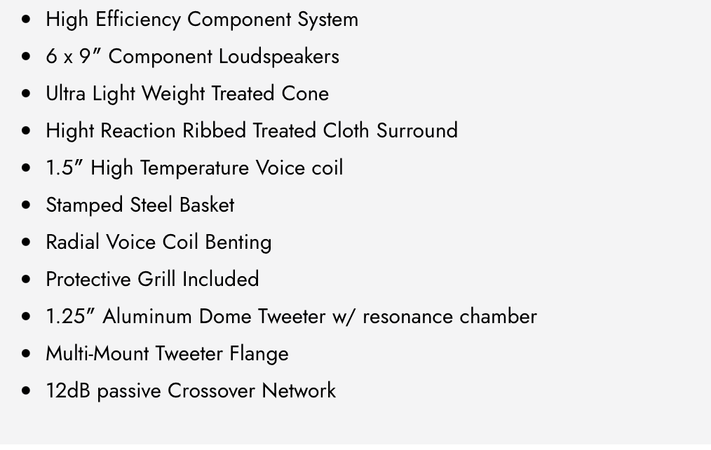 WDX69C-G2 6"×9" Moto Component Loudspeaker