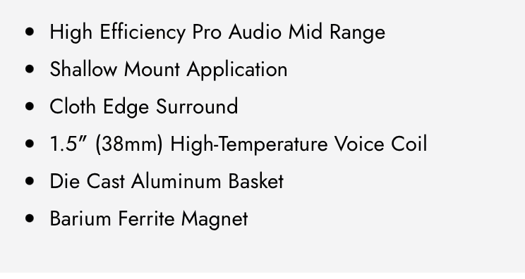 P3M 6C 6.5" Shallow Mount PRO Audio Midrange