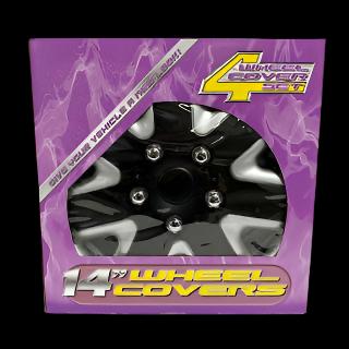 7 SPOKES SILVER & BLK HUB CAPS 14"