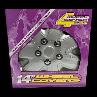 7 SPOKES SILVER HUB CAPS 14"