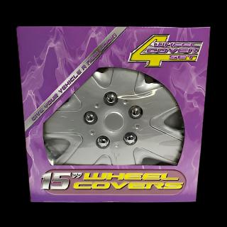 7 SPOKES SILVER HUB CAPS 15"