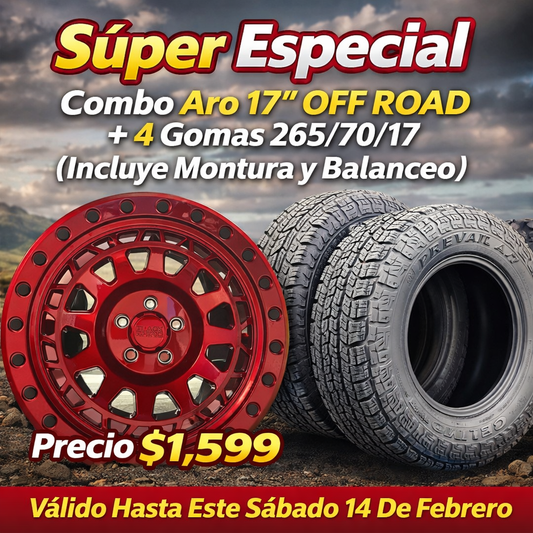 Combo Aros 17” OFF ROAD Con Gomas