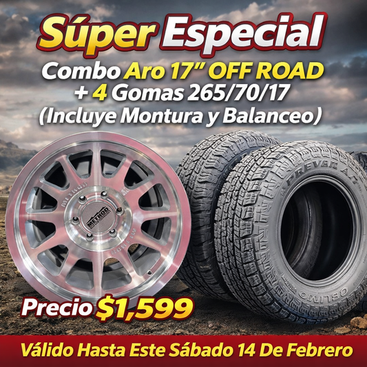 Combo Aros 17” OFF ROAD Con Gomas