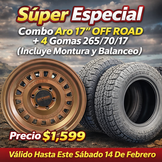 Combo Aros 17” OFF ROAD Con Gomas