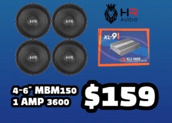 Combo 6” HR Audio 4 bocinas MBM150+ Amp 3600