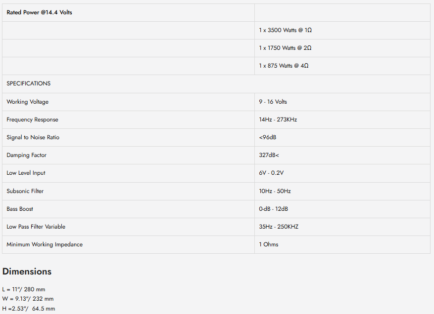G7 3500.1 Mono Class D Amplifier