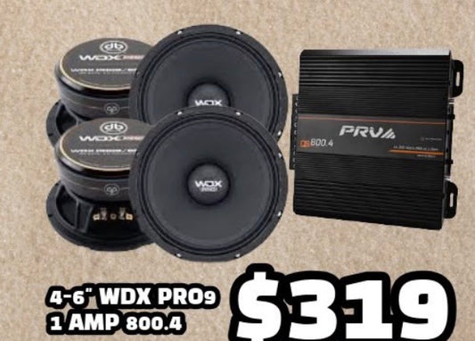 COMBO 4 BOCINAS 6" WDX PRO9 + AMPLIFICADOR 800.4