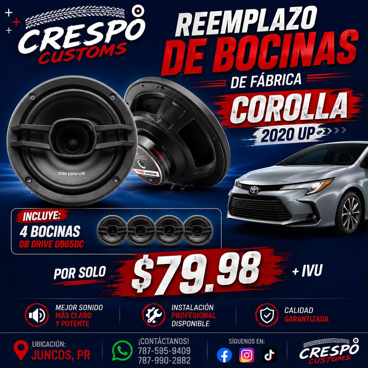 COMBO REEMPLAZO DE BOCINA PARA COROLLA 2020 UP