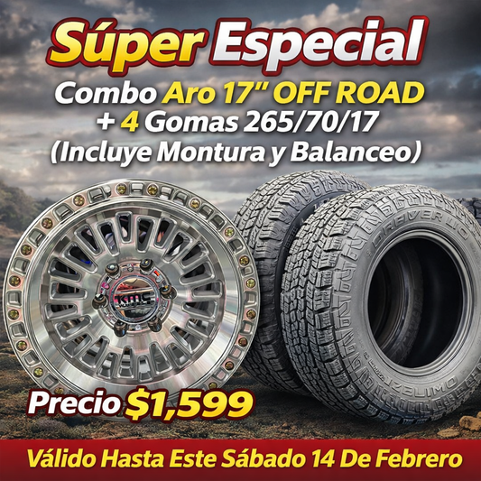 Combo Aros 17” OFF ROAD Con Gomas