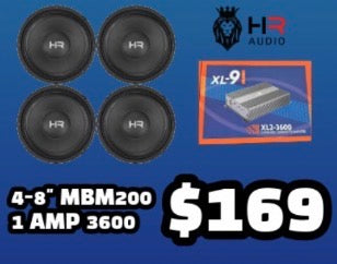 Combo 8” HR Audio 4 bocinas MBM200+ Amp 3600