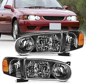 Focos Toyota Corolla 01-02 (Fondo Negro) (Incluye esquineros)