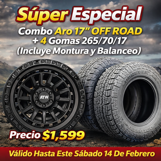 Combo Aros 17” OFF ROAD Con Gomas