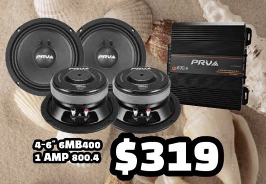 COMBO 4 BOCINAS 6" 6MB400 + AMPLIFICADOR 800.4
