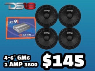 Combo 6” DS18 4 bocinas GM6 + Amp 3600