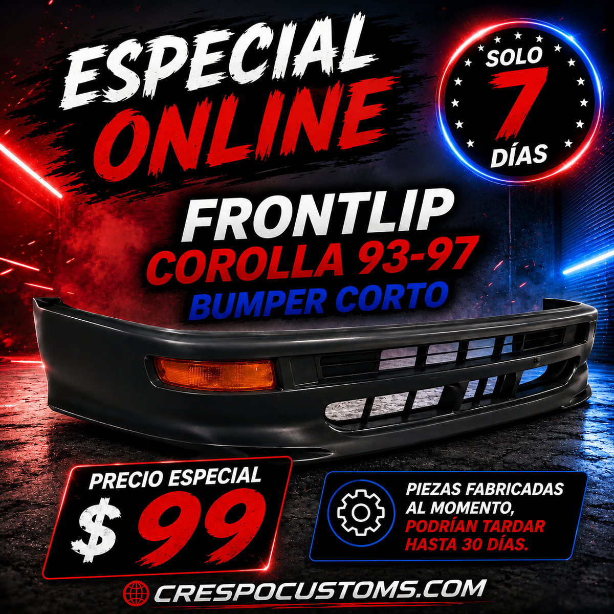 Frontlip Corolla 93-97 Bumper Corto