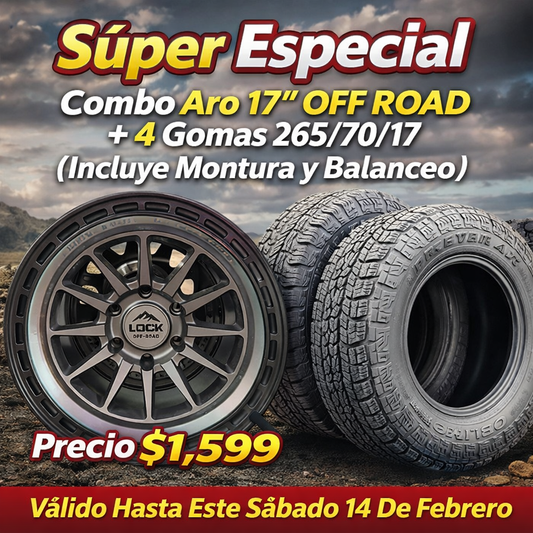 Combo Aros 17” OFF ROAD Con Gomas