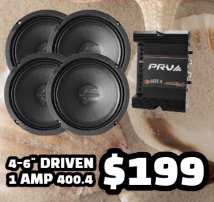 COMBO 4 BOCINAS 6" DRIVEN + AMPLIFICADOR 400.4