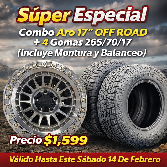 Combo Aros 17” OFF ROAD Con Gomas
