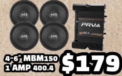 COMBO 4 BOCINAS HR MBM150 + AMPLIFICADOR 400.4