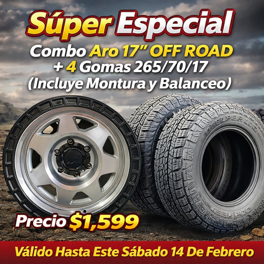 Combo Aros 17” OFF ROAD Con Gomas