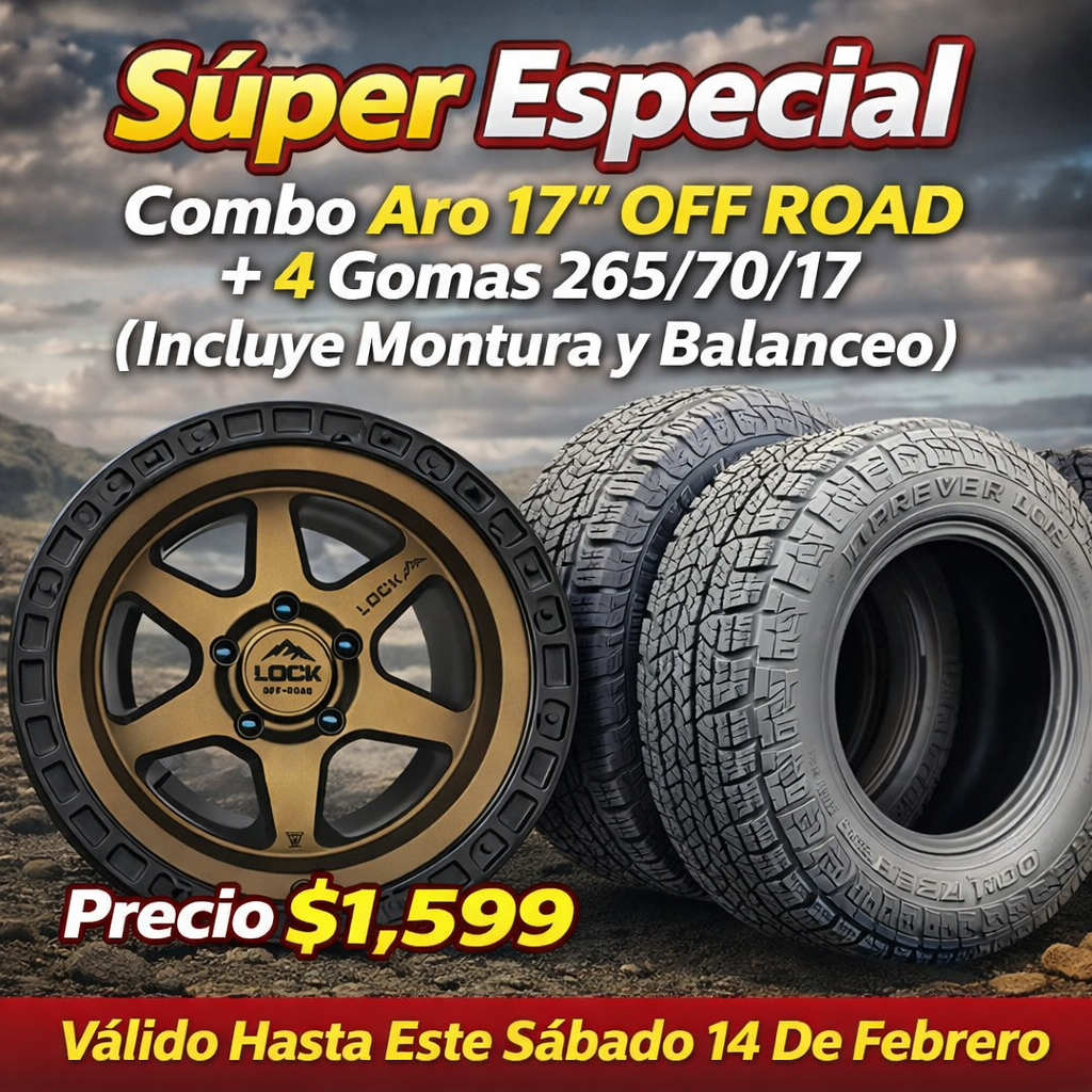 Combo Aros 17” OFF ROAD Con Gomas