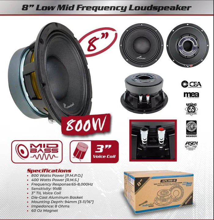 Bocina 8" 800 Watts Audiopipe APLMB-8