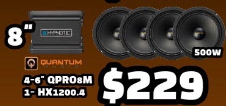 COMBO 4 BOCINAS 8" QPRO8M + APM HX1200.4