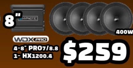 COMBO 4 BOCINAS 8" PRO7/8.8 + APM HX1200.4