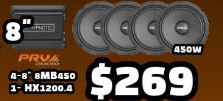 COMBO 4 BOCINAS 8" 8MB450 + APM HX1200.4