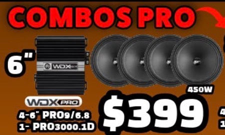COMBO PRO 4 BOCINAS 6" PRO9/6.8 + PRO3000.1D