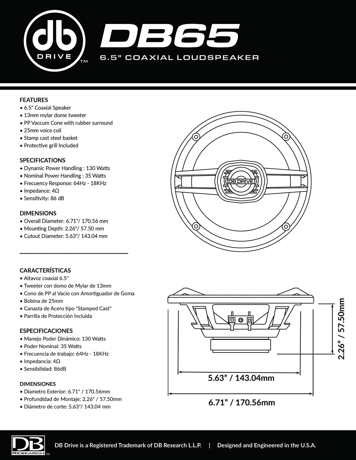 DB65 : 6.5" 2-Way Loudspeaker (1 Pair)
