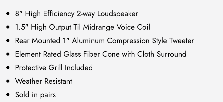 WDX8MOTO-CDX 8" 2-Way Loudspeaker W/Rear Mounted CD (Pair)