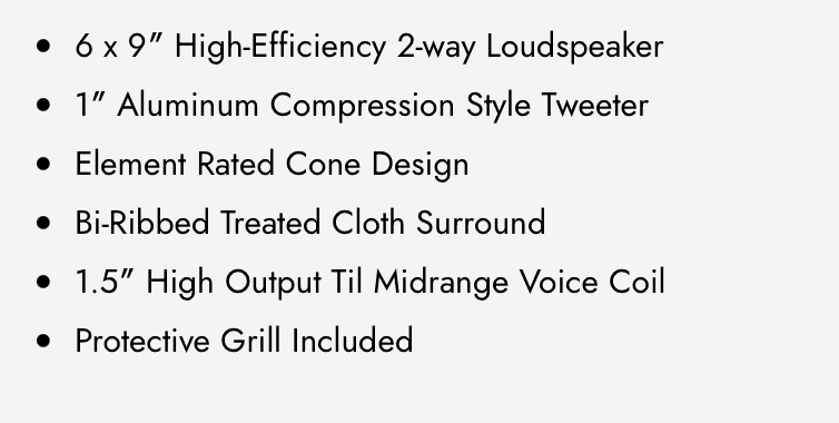 WDX69MOTO-CD 6"×9" Moto 2-Way Loudspeakers W/Back mounted Compression Driver (1 Pair)