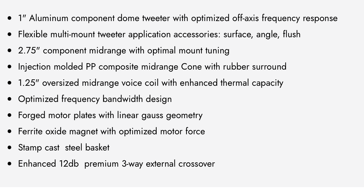 DX-S653C 6.5" 3-way Component Loudspeaker