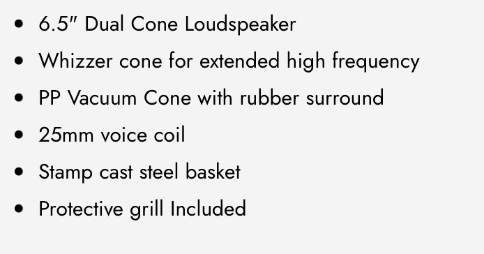 DB65DC : 6.5" Dual Cone Loudspeaker (1 Pair)