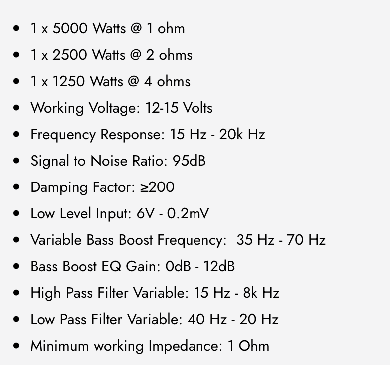 WDX PRO5000.1D Mono Full-Range Class D Amplifier
