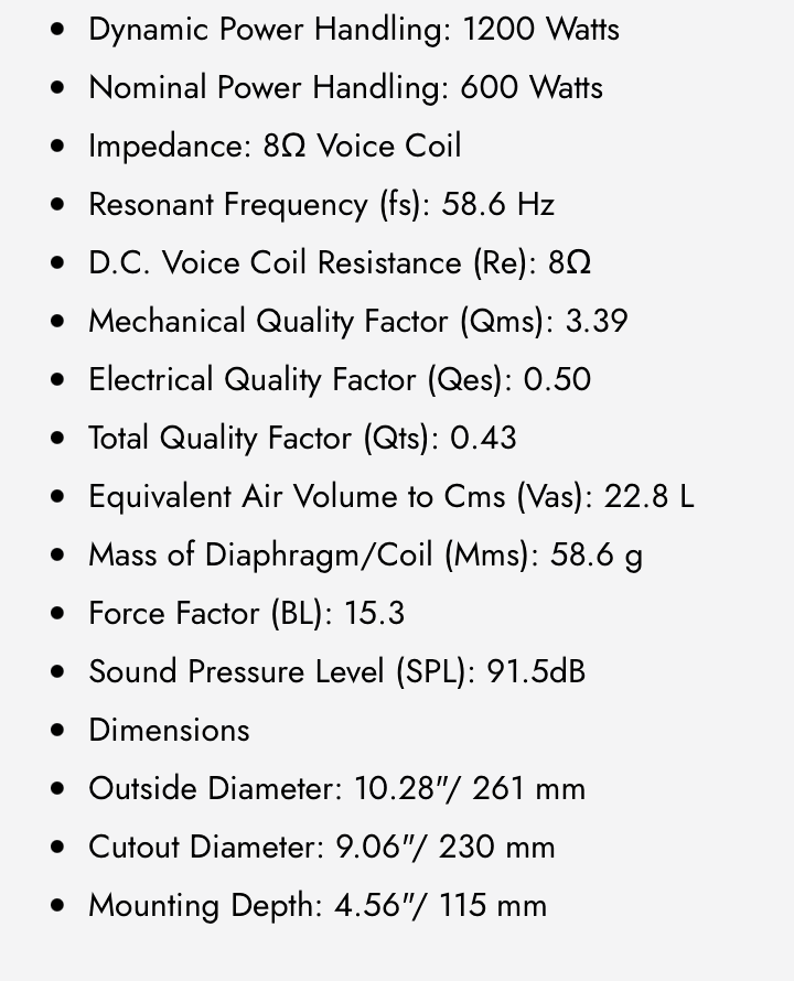 WDX10-MB10-8 10" PRO Audio Midbass