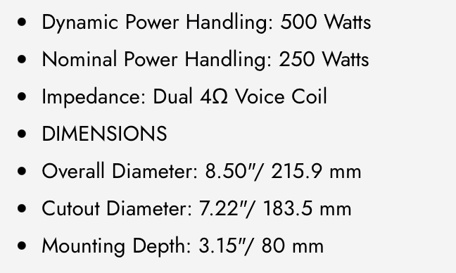DX-W8F DX 8" Dual 4-Ohm Shallow Subwoofer