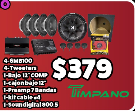 Combo Con To y Bajo 4-MB6 4-Tweeters Bajo 12 COMP Cajon 12 Preamp 7 Bandas Kit cable 4 Soundigital 800.5
